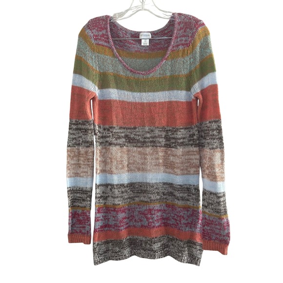Motherhood Maternity Sweater Dress Striped Knit V Neck Casual Medium - Picture 1 of 6